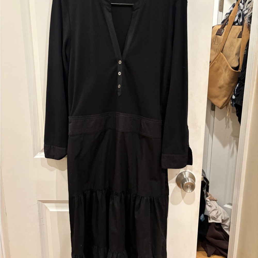 Veronica Beard Black Long Sleeve Dress with Button Detail
